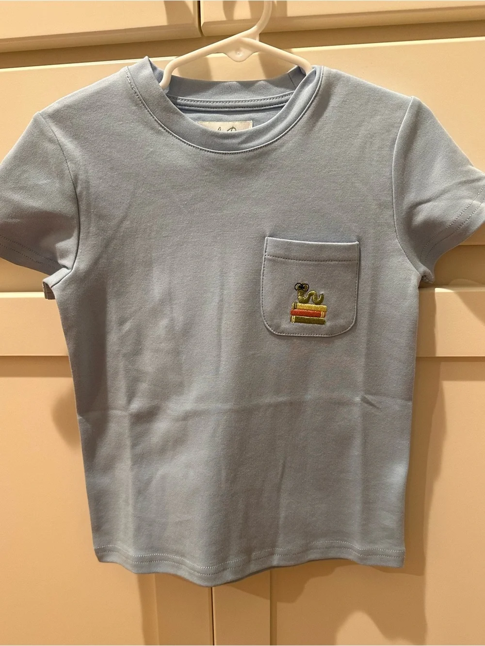 Kids Short-Sleeve Pocket Tee with Embroidery - Light Blue